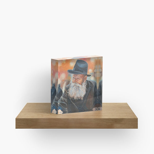 Menachem Mendel Schneerson-Color Lubavitcher Rebbe Acrylic Block