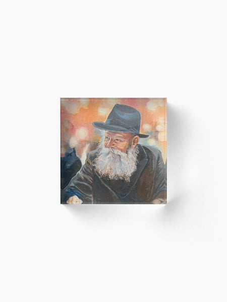 Menachem Mendel Schneerson-Color Lubavitcher Rebbe Acrylic Block