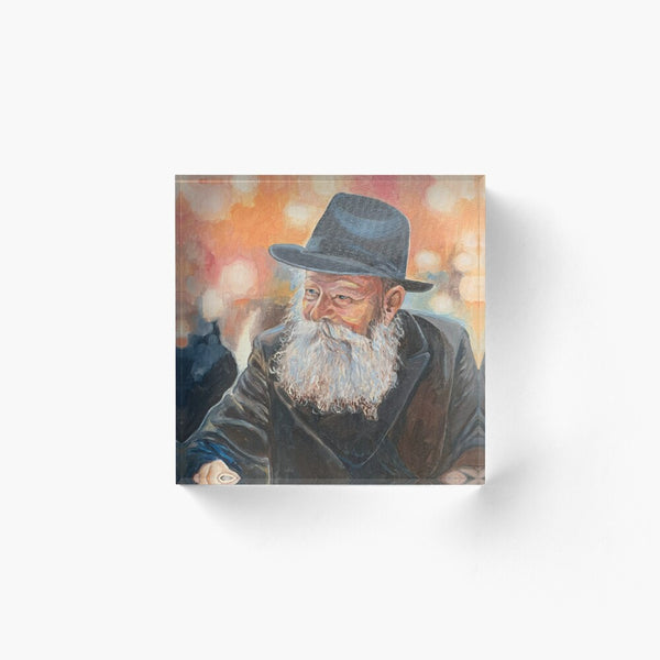 Menachem Mendel Schneerson-Color Lubavitcher Rebbe Acrylic Block